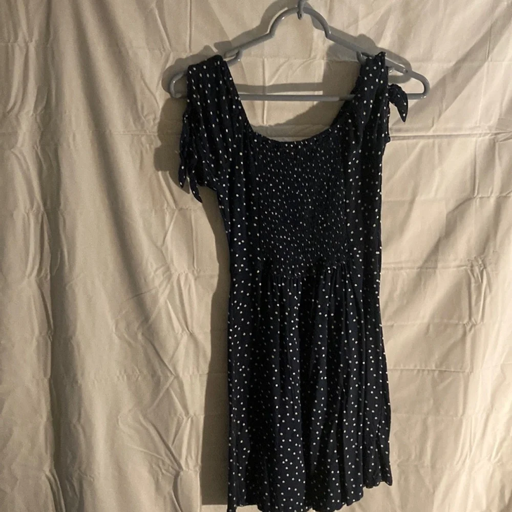 Hollister Navy Blue Polka Dot Mini Dress - Picture 3 of 3